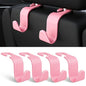 Universal Car Headrest Hooks, Car Organizer Hanger Storage Hooks for Bag Purse Cloth Grocery (Pink Set of 4) - color: Pink