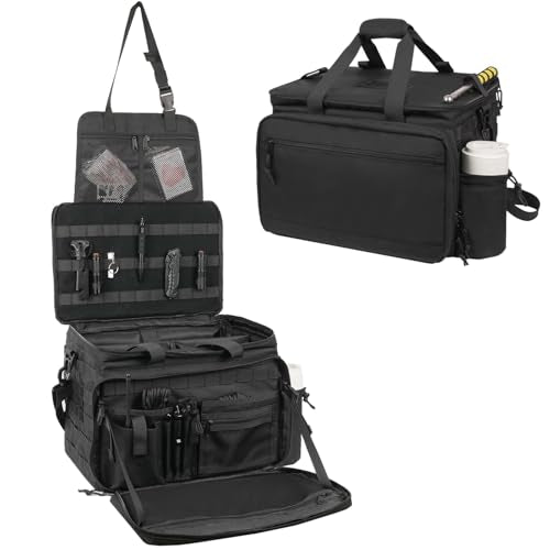 SCAVATA Patrol Bag Law Enforcement, Police Gear Car Front Seat Vehicle Organizer Bags with MOLLE System (Black) - color: Black