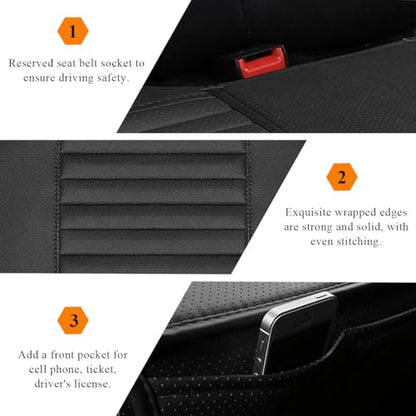 Leather Car Seat Cover, Breathable Rear Seat Bottom Cushion Pad Filling Bamboo Charcoal, Comfortable Anti-Slip Vehicle Long Bench Cover with Storage Pockets, Car Accessories (Gray) - color: Gray