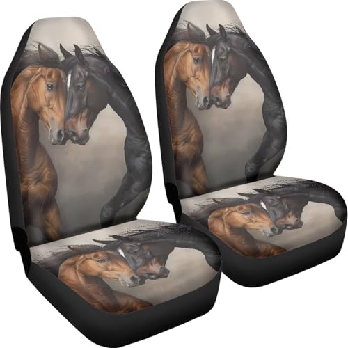 Bulopur Horse Print Car Seat Covers Front Seats Only Soft Cozy Auto Front Seat Covers Set Elastic Automotive Driver Seats Cover for SUV Pick-up Truck Sedan - color: Horse Print