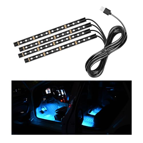 Car LED Strip Light, 48 LEDs RGB Neon Interior Atmosphere Lights, 12V Under Dash Ambient Night Light, USB Port Auto Interior Decorative Lamp, Universal Car Accessories (Ice Blue) - color: Ice Blue, size: 48 LED, USB Port