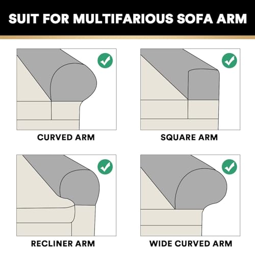 2 Pack Thick Velvet Stretch Armrest Covers for Chairs and Sofas Armchair Covers for Arms Couch Arm Covers Armrest Covers for Sofa Non Slip, Oatmeal - color: Oatmeal