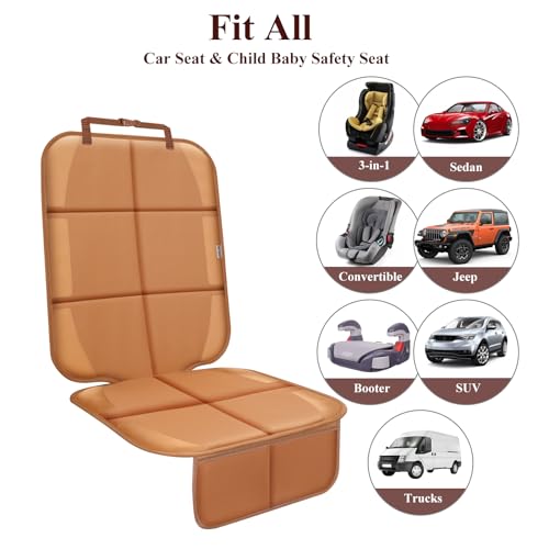 Car Seat Protector for Child Car Seat, Durable 600D Fabric Waterproof Car Seat Cover with Thick Pad Non-Slip Backing，No Imprints (Tan-1 pc) - color: Tan-1 pc