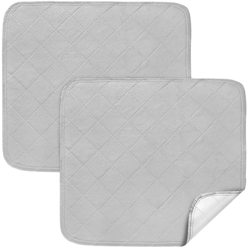 Waterproof Chair Pads for Incontinence 18" x 16", 2 Pack Non Slip Absorbent Wheelchair Reusable Seat Protector, Washable Seat Covers for Chairs, Gray - color: Gray, size: 18x16 Inch