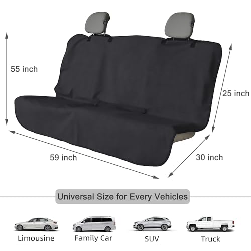 Back Seat Cover Waterpoof Rear Bench Towel Seat Cover for Gym Swimming Surfing Running, Non-Slip Rear Seat Protector Universal Fits Most Auto Truck Van and SUV (Bench Black)