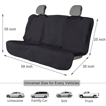 Back Seat Cover Waterpoof Rear Bench Towel Seat Cover for Gym Swimming Surfing Running, Non-Slip Rear Seat Protector Universal Fits Most Auto Truck Van and SUV (Bench Black)