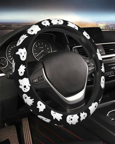 Steering Wheel Cover Accessories Neoprene Cover, Breathable Non-Slip Easy to Install Suitable for Women Men, 14.5-15.5 Inch for Car SUV Van Truck Universal - Ghost - color: Ghost