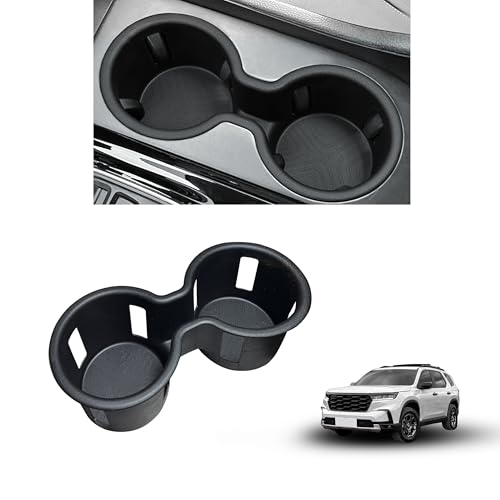Center Console Cup Holder for 2023-2025 Honda Pilot/2024-2026 Passport Accessories Cup Holder Insert TPE Front Drink Holder Organizer for Pilot 2024 Interior Decoration Black - size: for Honda Pilot 23-25/Passport 24-26