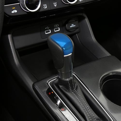 TOMALL Stainless Steel Car Gear Shift Knob Cover Trim Compatible with Honda Civic 11th 2022 2023 Shifter Panel Trim Gear Lever Cover for Car Interior Center Console Accessories (Blue) - color: Stainless Gear-Blue