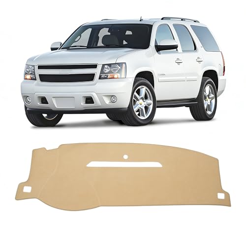KUST Beige Dash Cover Compatible with 2007-13 Chevy Silverado 1500 2500 3500 LTZ/Avalanche/GMC Sierra SLT Denali, 2007-14 Chevrolet Tahoe/Suburban/GMC Yukon XL (Only Fit One Glove Box Dashboard) - size: Silverado 07-13(Beige)