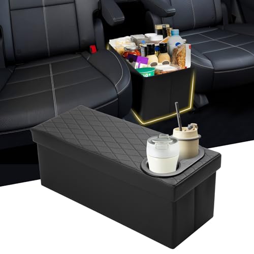 Car Seat Organizer for Kia Telluride 2020-2026 Center Console Organizer with Cup Holders for Telluride, Kids Toys Baby Supplies Dog Toy Box Storage Bin Travel Accessories - style: Telluride with Cup Holders