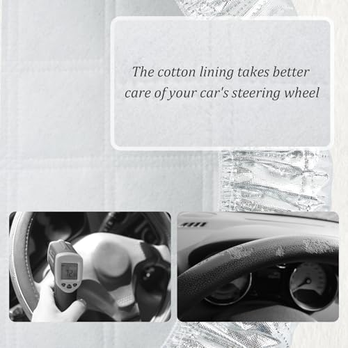 Car Steering Wheel Cover Sun Shade,Car Wheel Cover with Aluminum Film and Cotton Lining for Steeringwheel Sun Protection,Universal Maximum 15.75" Truck Steering Wheels Covers