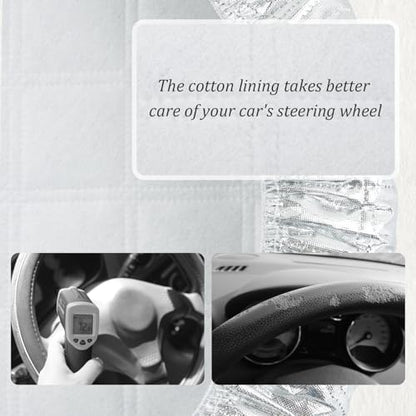 Car Steering Wheel Cover Sun Shade,Car Wheel Cover with Aluminum Film and Cotton Lining for Steeringwheel Sun Protection,Universal Maximum 15.75" Truck Steering Wheels Covers