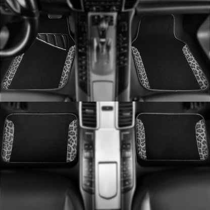 CAR PASS Waterproof Universal Car Floor Mats, Leopard Print Car Mats Fit for SUV,Vans,sedans, Trucks,Set of 4pcs Car Carpet with Driver Heel Pad and Nibs Backing, Leopard Car Accessories Gray Leopard - color: Gray Leopard