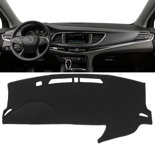 Dash Cover Mat Custom Fit for Buick Enclave with Forward Collision Alert with Light Sensor Dashboard Pad Cap Carpet Protector K275 (Black)