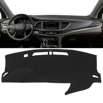 Dash Cover Mat Custom Fit for Buick Enclave with Forward Collision Alert with Light Sensor Dashboard Pad Cap Carpet Protector K275 (Black)