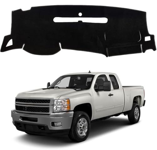 Dash Cover for Chevy Silverado 2007-2013 Accessories Dashboard Cover Mat for GMC Sierra SL/SLE/WT 2007-2013 Models with Two Glove Boxes Flannel Dash Board Protector Pad - color: for 07-13 Chevy/GMC