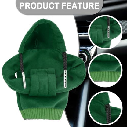 Car Gear Shift Cover,Cute Gear Shift Knob Cover with Fashionable Mini People Design,Universal Gears Shifts Hoodie for Most Car Gears Shifts Levers Cars Interior Accessories (Green)