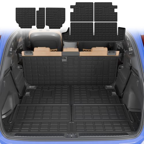 Cargo Mat Compatible with 2010-2024 Toyota 4 Runner 7 Seat Cargo Liner Trunk Mat TPE Back Seat Cover Protector 2023 4Runner Accessories (Fit 7 seat,Trunk Mat+2nd & 3rd Row Backrest Mats) - size: Trunk Mat+2nd&3rd Row Backrest Mats