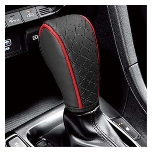 Car Leather Gear Shift Cover, Anti-Slip Breathable Gear Stick Shift Knob Cover, Waterproof Shifter Lever Protector, Universal Car Interior Decorative Accessory for Cars Trucks SUVs (RedBlack) - color: RedBlack