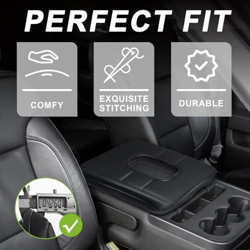 Center Console Armrest Cover Fit for Chevy Silverado & GMC Sierra 1500 2500 3500HD 2014-2018 Accessories, Comfort Armrest Pad Console Lid Cushion Vegan Leather Regular Thick(Split Bench Seat) - size: 1) 14-18 |Silverado & Sierra| Jump Seat, Regular