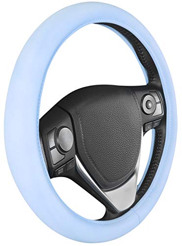 Carbella Ultra Soft Blue Steering Wheel Cover, Car Accessories for Women, Non-Slip Comfy Soft Grip Faux Leather Auto Steering Wheel Cover for Cars Trucks Vans SUVs Gift Idea - Fits Standard 15" Inches - color: Soft Blue