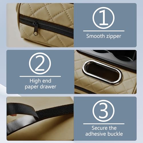 Universal Car Armrest Cushion, 5-in-1 Center Console Cover with Cup Holder, Phone Slot, Tissue Box Slot (Style-C) - style: Style-C