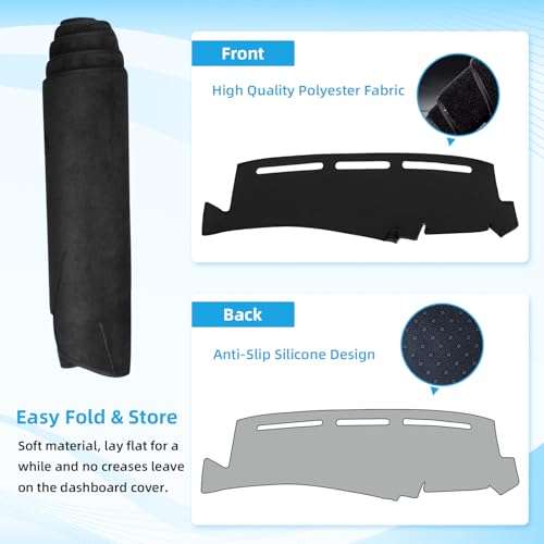Dashboard Dash Cover Mat for Chevy Chevrolet Silverado 1999 2000 2001 2002 2003 2004 2005 2006 Polyester Custom Fit Silverado Dash Cover (Silverado 1999-2006, Black) - size: Chevy Silverado 1999-2006