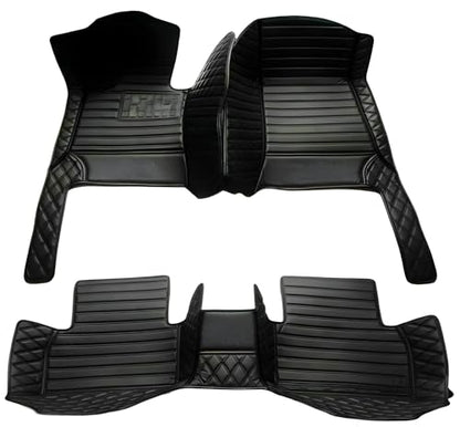 Customize Car Floor Mats for 99% Sedan SUV Sports Car All Weather Leather Full Coverage Waterproof Non-Slip Vehicle Lining Pads (All Black Splicing) - color: All black splicing