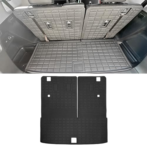 IKON MOTORSPORTS TPE Cargo Trunk Liner with Backrest Mat, Compatible with 2023-2026 Honda Pilot, Custom Fit All Weather Protection Heavy Duty Rear Trunk Tray Cargo Mats Protector, Black