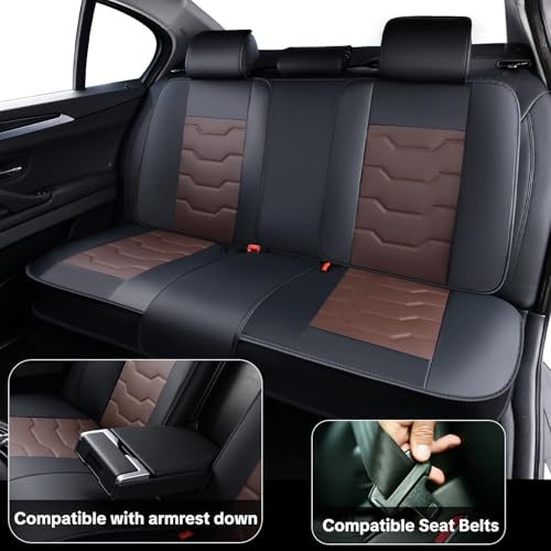 for Nissan Rogue 2008-2026 Car Seat Covers, Car Seat Covers, Waterproof Leather, 5 Piece Full Set, Easy to Clean and Install, Non-Slip, Protect and Upgrade Seats - color: Lite_Coffee