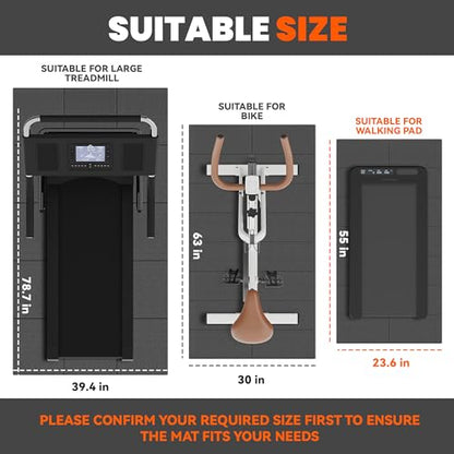 Stepwaver Walking Pad Mat for Carpet, Treamill Mat for Hardwood Floors, High Density, 1/4 Thickness, Folable, Floor Protection for Bike, Elliptical, Treadmill - size: 55"L x 23.6"W x 0.2"Th