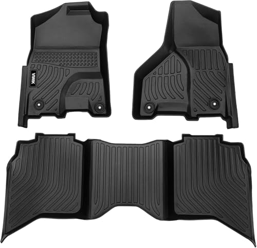 VIWIK Floor Mats Compatible for 2013-2018 Ram 1500/2500/ 3500 Crew Cab, 2019-2024 Ram 1500 Classic Crew Cab, Automotive Car Floor Mats All Weather Custom Floor Liners TPE Black - style: Fit for 2009-2018 Ram Crew Cab