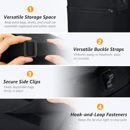 Car Trash Can with Lid, 100% Leak-Proof Removable Liner, Collapsible Automotive Garbage Bin & Organizer with Storage Pockets, Universal Fit for SUV, Truck, RV (Black) - color: Black