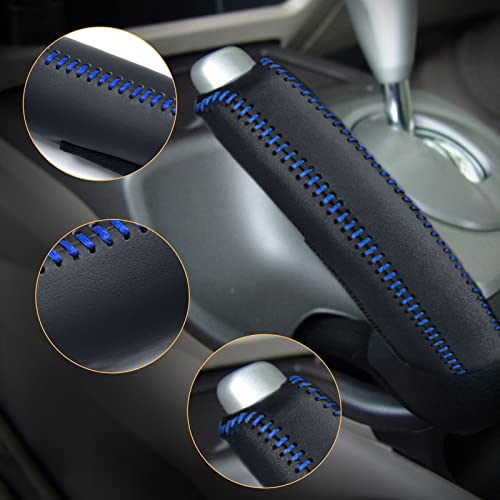 Compatible with Black Genuine Leather Hand-Stitched Handbrake Protector Cover Interior Accessories Protective Decoration for Honda Civic 2006 2007 2008 2009 2010 2011 Blue Line - color: Blue Line