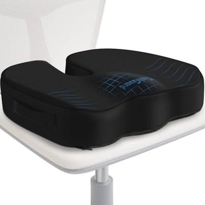 Seat Cushion for Office Chair Memory Foam Non-Slip Desk Seat Cushion Back, Coccyx, Sciatica, Tailbone Pain Relief Butt Pillow for Office Chair, Car, Wheelchair, Black