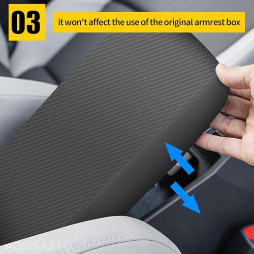 AOMSAZTO Armrest Covers for 2015-2019 Hyundai Sonata Carbon Fiber - color: black-3