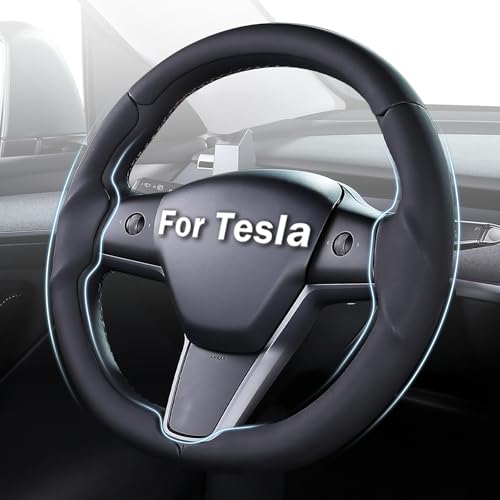 Steering Wheel Cover for Tesla Model 3 (2017-2023) / Model Y (2020-2024),Anti-Slip,Comfortable Grip, Breathable,Customized for Tesla Model 3/Y Accessories,Black - color: Black, size: For Model 3 (2017-2023) / Model Y (2020-2024)