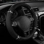 Road Comfort Leather Steering Wheel Cover – Premium Anti-Slip Car Steering Wheel Grip Cover – Universal Fit for 14.5”–15” Cars, Trucks & SUVs - Black - color: Black