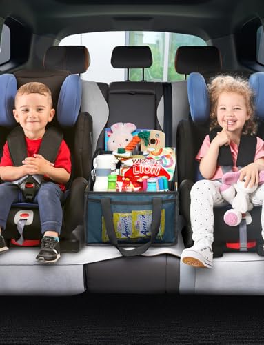 Car Seat Organizer Backseat Car Organizer with 4 Compartments, 4 Cup Holders and 7 Mesh Pockets for Front and Rear Seat, Blue - color: Blue