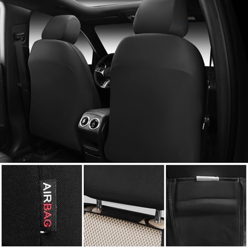 CAR PASS Car Seat Covers Front Seats Only, 3D Air Mesh Car Seat Cover with 5mm Composite Sponge Inside,Airbag Compatible Universal Fit SUV,Vans,sedans, Trucks, Automotive Interior Covers(Black Beige) - color: Black and Beige, size: Two Front