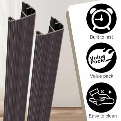 2 Pcs 48 L Fixed Vinyl Sill Cap 1-1/4 Inches High Exterior Door Threshold Seal Replacement for Residential Door Trim-to-fit Fixed Vinyl Sill for Residential Entry Waterproof(Dark Brown)