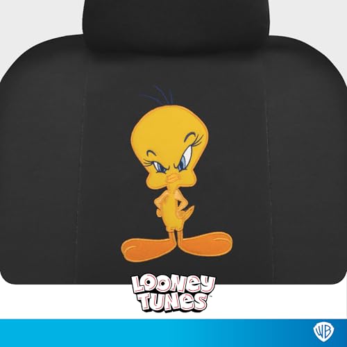 Warner Brothers Looney Tunes Tweety Bird Front & Rear Car Seat Covers Full Set - Easy to Install Durable & Stylish Polyester Fabric Car Seat Cover - Airbag Compatible Universal Fit Car Accessories - size: Full Set, style: Tweety Bird