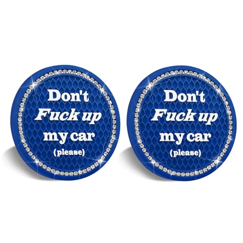 2PCS Bling Car Cup Holder Coaster, 2.75 Inch Anti-Slip Auto Insert Cup Coaster, Universal Interior Decor Accessories Crystal Car Drink Cup Mat Perfect for Women Girls (Blue, 2PCS) - color: Blue, size: 2PCS