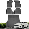Floor Mats & Cargo Liner for Ford Fusion 2017 2018 2019 2020 (NOT Hybrid), All Weather TPE Floor Liners Custom Fit Fusion Heavy Duty Car Mats 1st & 2nd Row & Trunk Mat Accessories Black - style: 12）For Ford Fusion | 2017-2021 | Combo Set