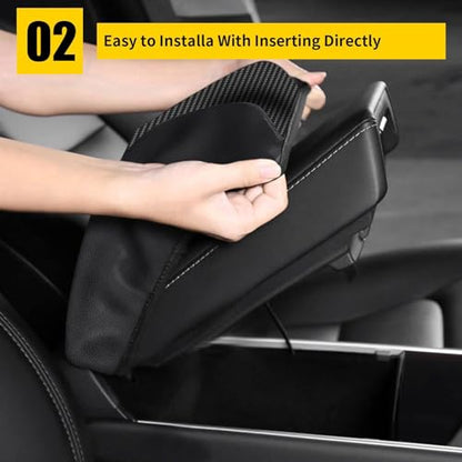 AOMSAZTO Carbon Fiber Armrest Covers for 2012 2013 2014 2015 Honda Civic Black - color: black-3