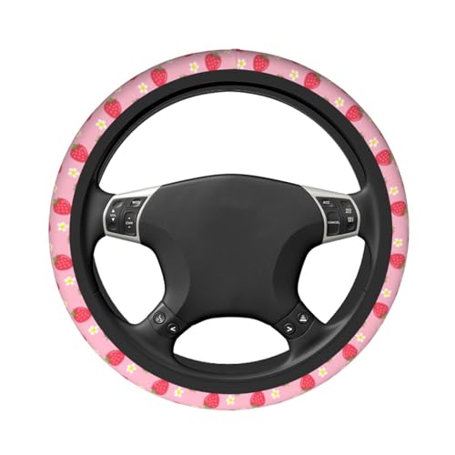Strawberry Steering Wheel Cover Universal 14.5-15 Inch Car Wheel Protector Anti-Slip Car Steering Wheel Accessories for Women Girls - color: Strawberry
