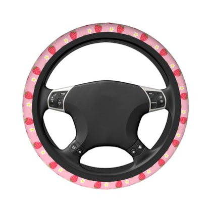 Strawberry Steering Wheel Cover Universal 14.5-15 Inch Car Wheel Protector Anti-Slip Car Steering Wheel Accessories for Women Girls - color: Strawberry