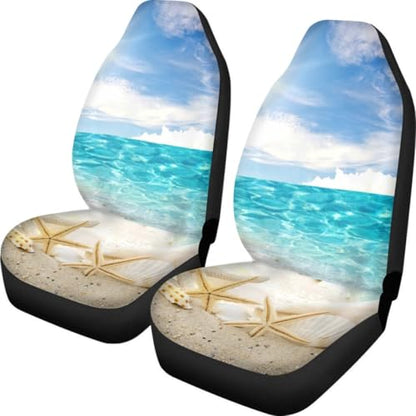Pehede Car Seat Cover Sea ??Beach Shells Front for Cars, Easy to Install Cover Set, Accessories Auto Trucks Van SUV,2 Packs - color: Multi33