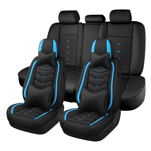 Car Seat Cover for KIA Soul 2010-2025, Seat Covers Full Set,Non-Slip Waterproof seat Cover,Wear-Resistant Nappa Leather car seat Covers. (Luxury 5 Seats/Black Blue) - color: Black Blue, size: Luxury 5 Seats